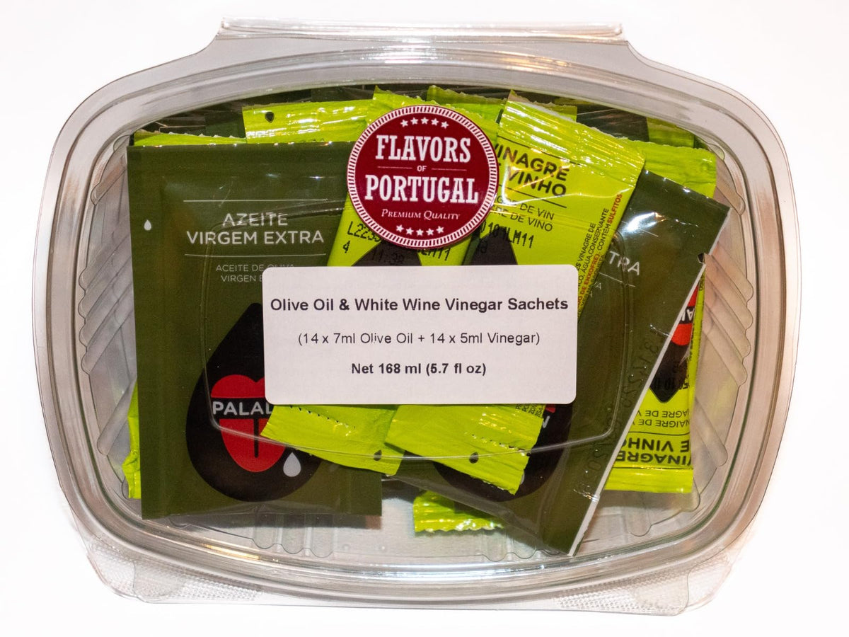 Flavors of Portugal olive oil sachet for on-the-go dressings and dips.