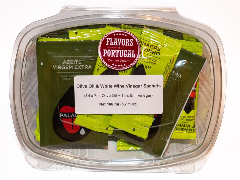 Flavors of Portugal olive oil sachet for on-the-go dressings and dips.