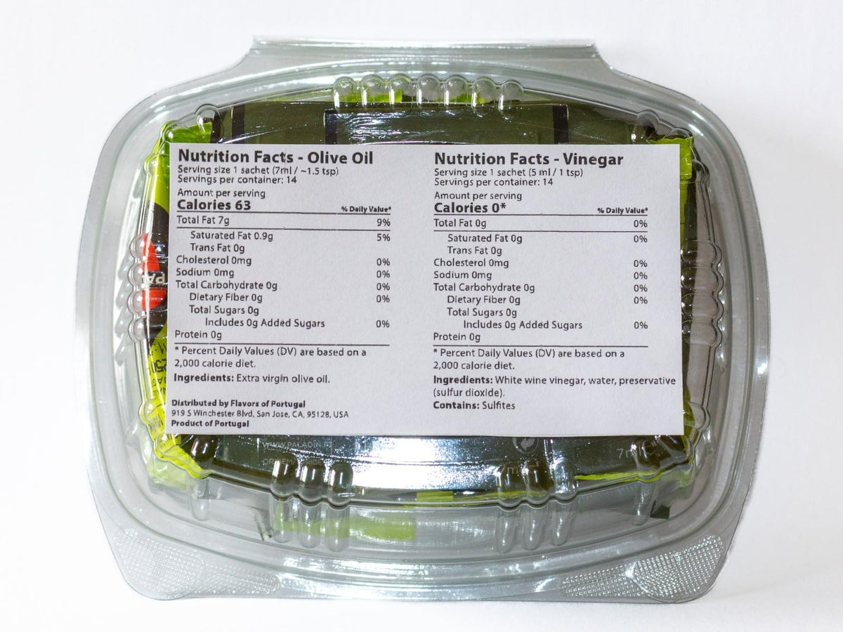 Flavors of Portugal vinegar sachet delivering tangy flavor in one serving.