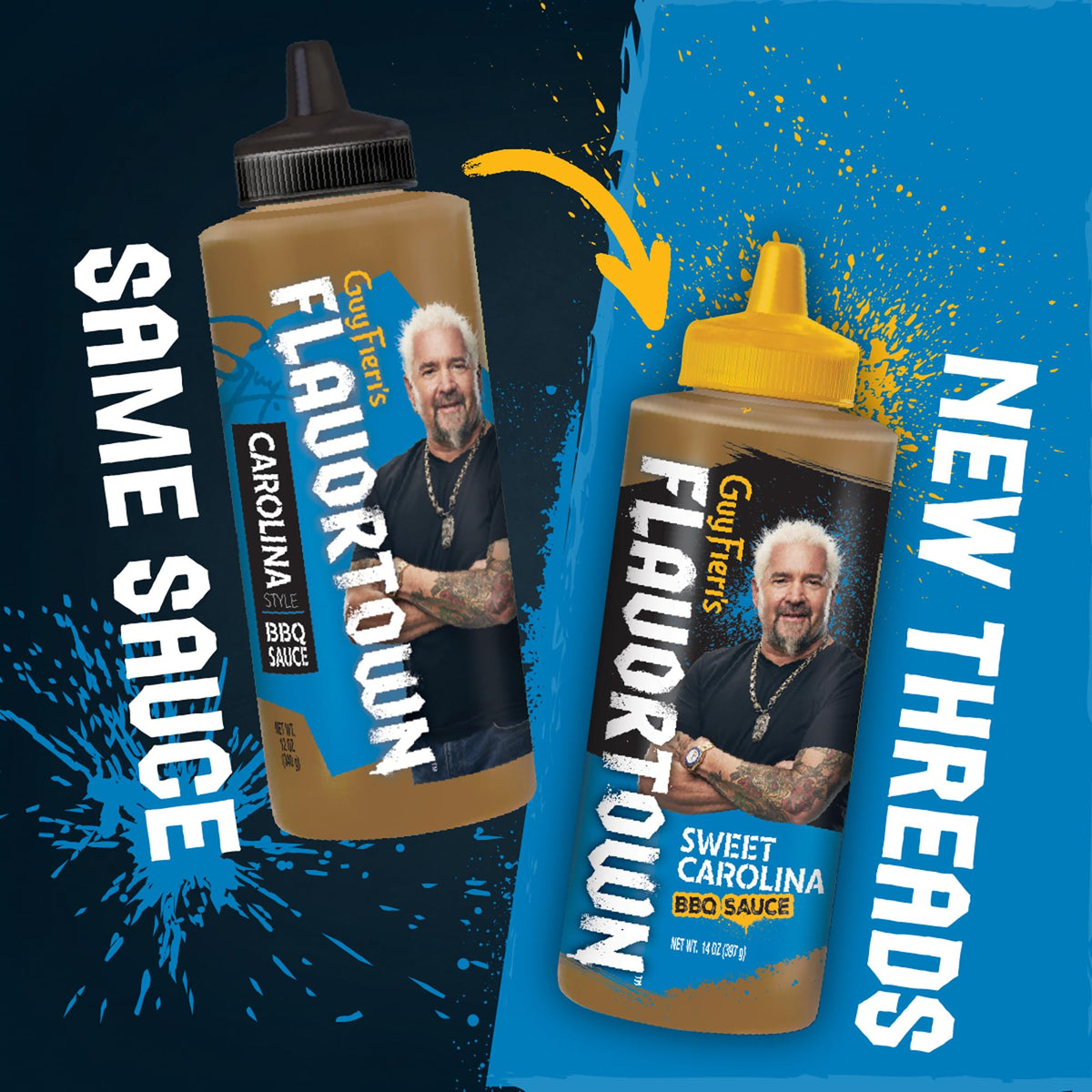 Gluten-free badge with Flavortown Carolina Gold BBQ Sauce for mindful meals.