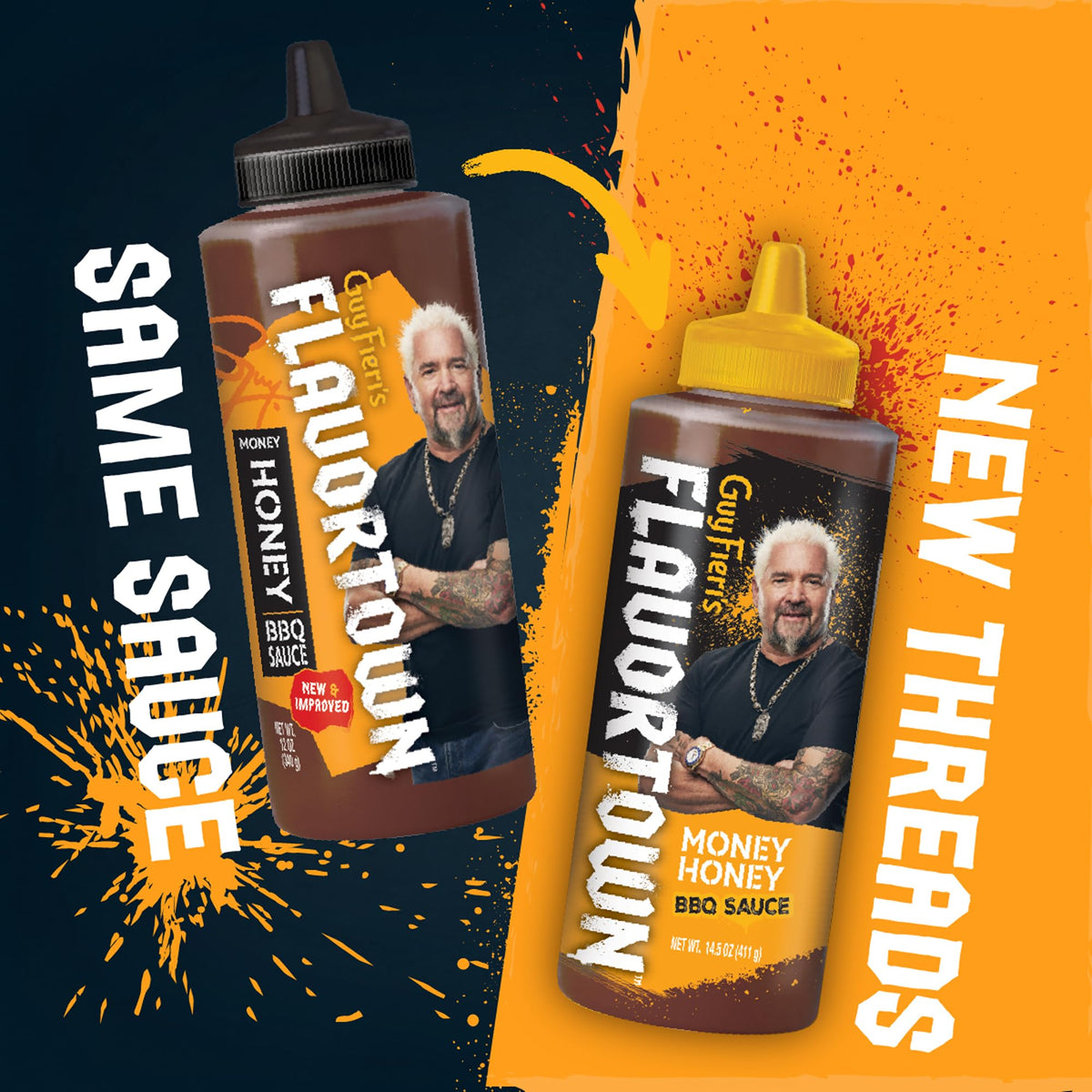 Flavortown packaging closeup showcases 12 oz bottles