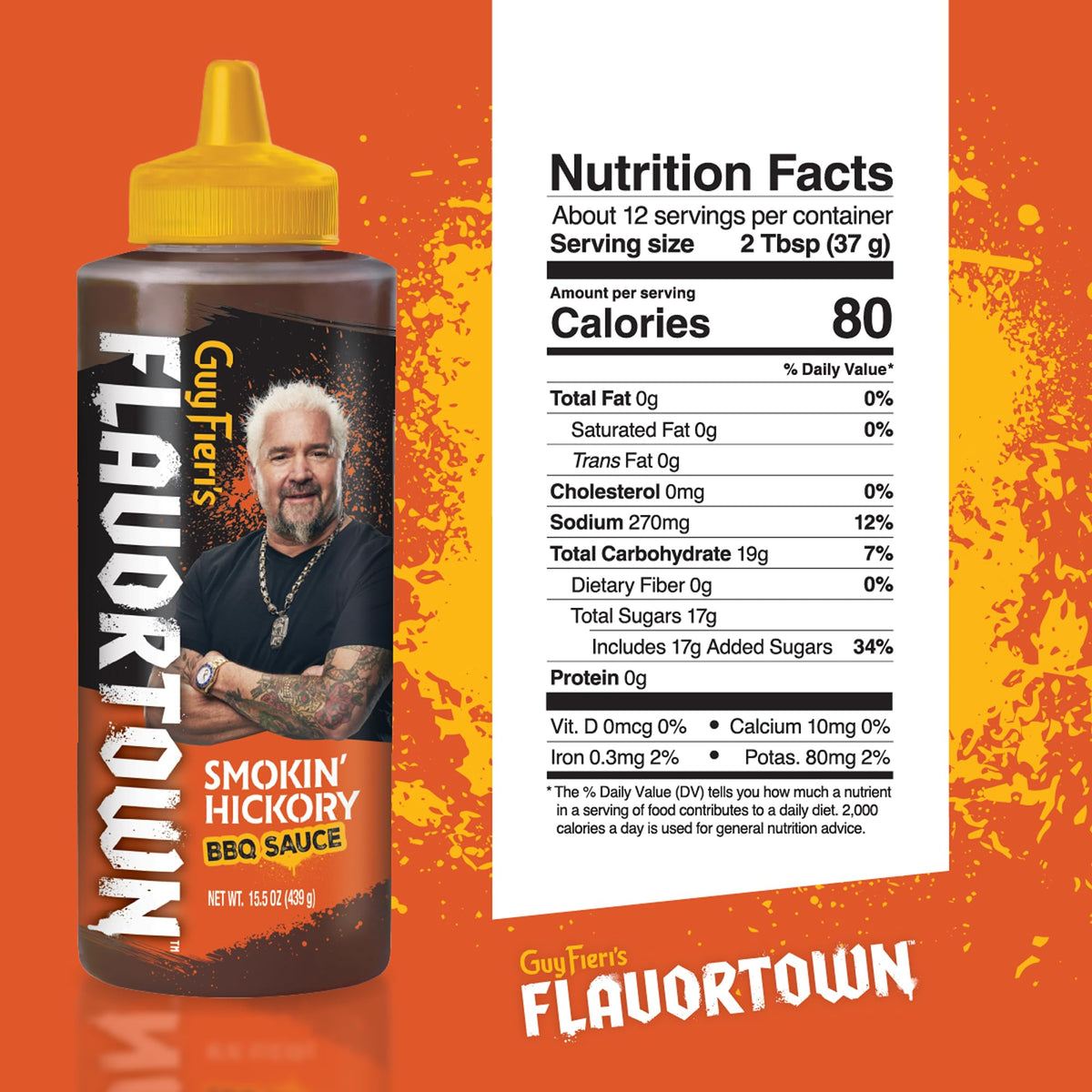 Flavortown smokin hickory sauce bottle for ribs and brisket