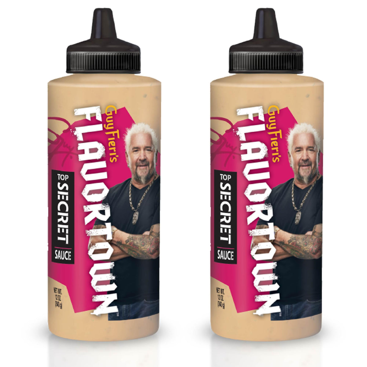 Flavortown Top Secret Sauce bottle front view highlighting rich aioli flavor.