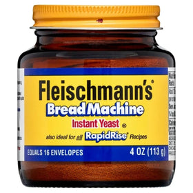 Fleischmann's Bread Machine Yeast jar front, ready for consistent rapid-rise dough.