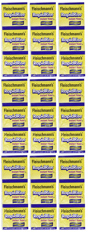 Fleischmann's RapidRise nine-envelope package for fast pizza dough preparation.