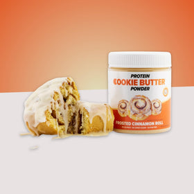 Frosted Cinnamon Roll flavor baked into Flex Whey Cookie Butter Powder
