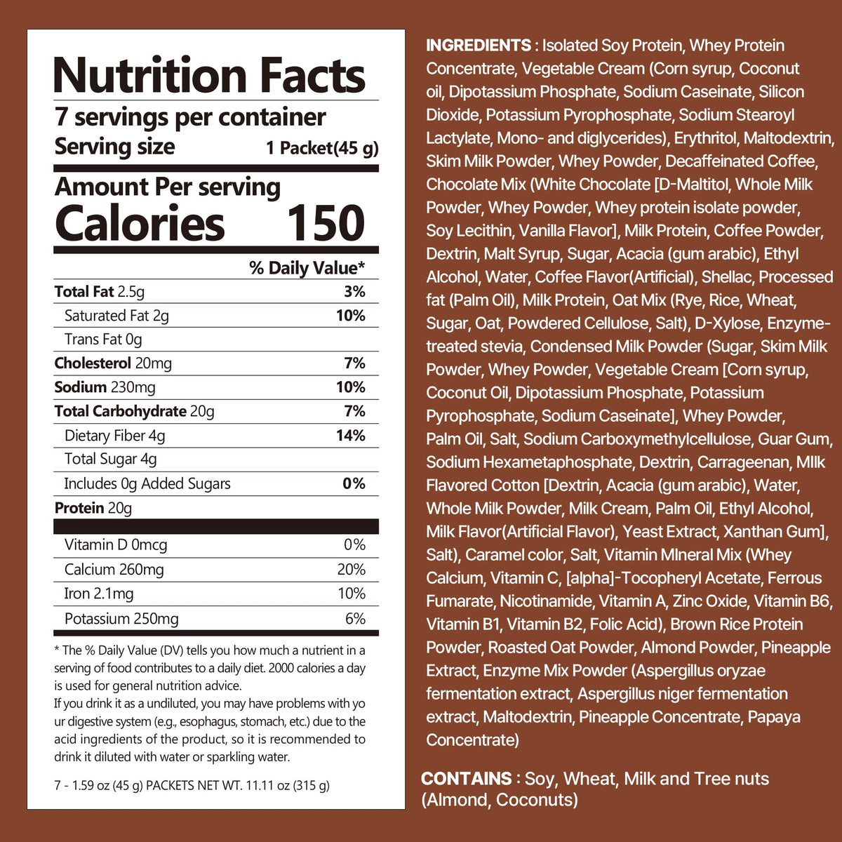 FLIMEAL Dolce Latte decaf shake with visible crunchy protein balls for texture