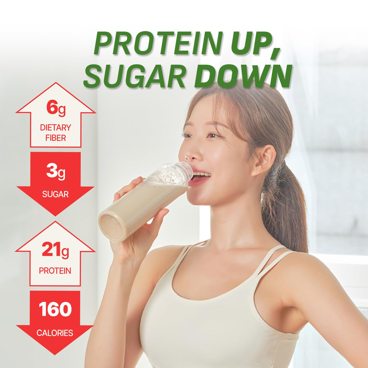 FLIMEAL GreenTea Matcha Shake in a mixer cup for quick meal replacement