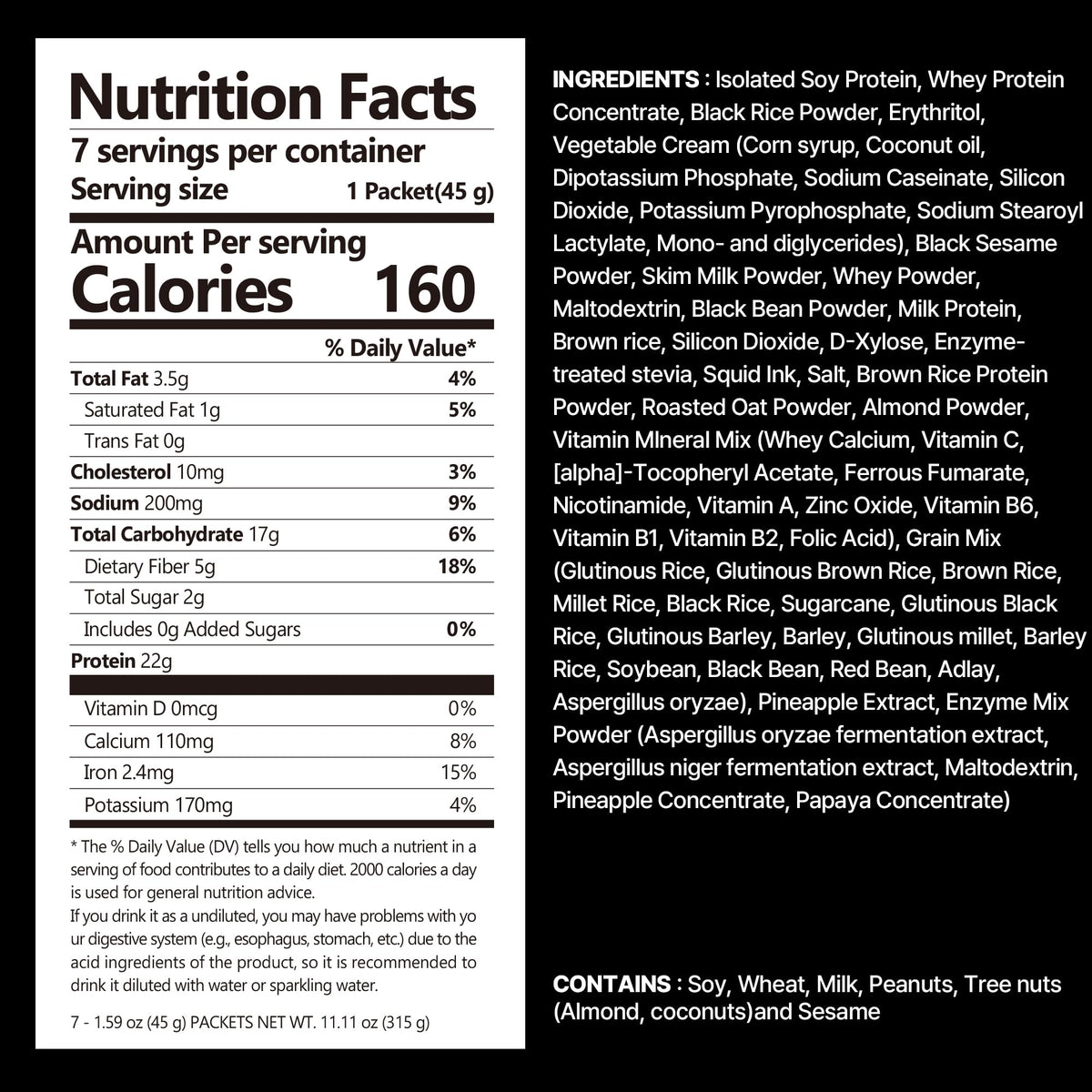 Flimeal Black Sesame shake powder close-up for on-the-go nutrition.
