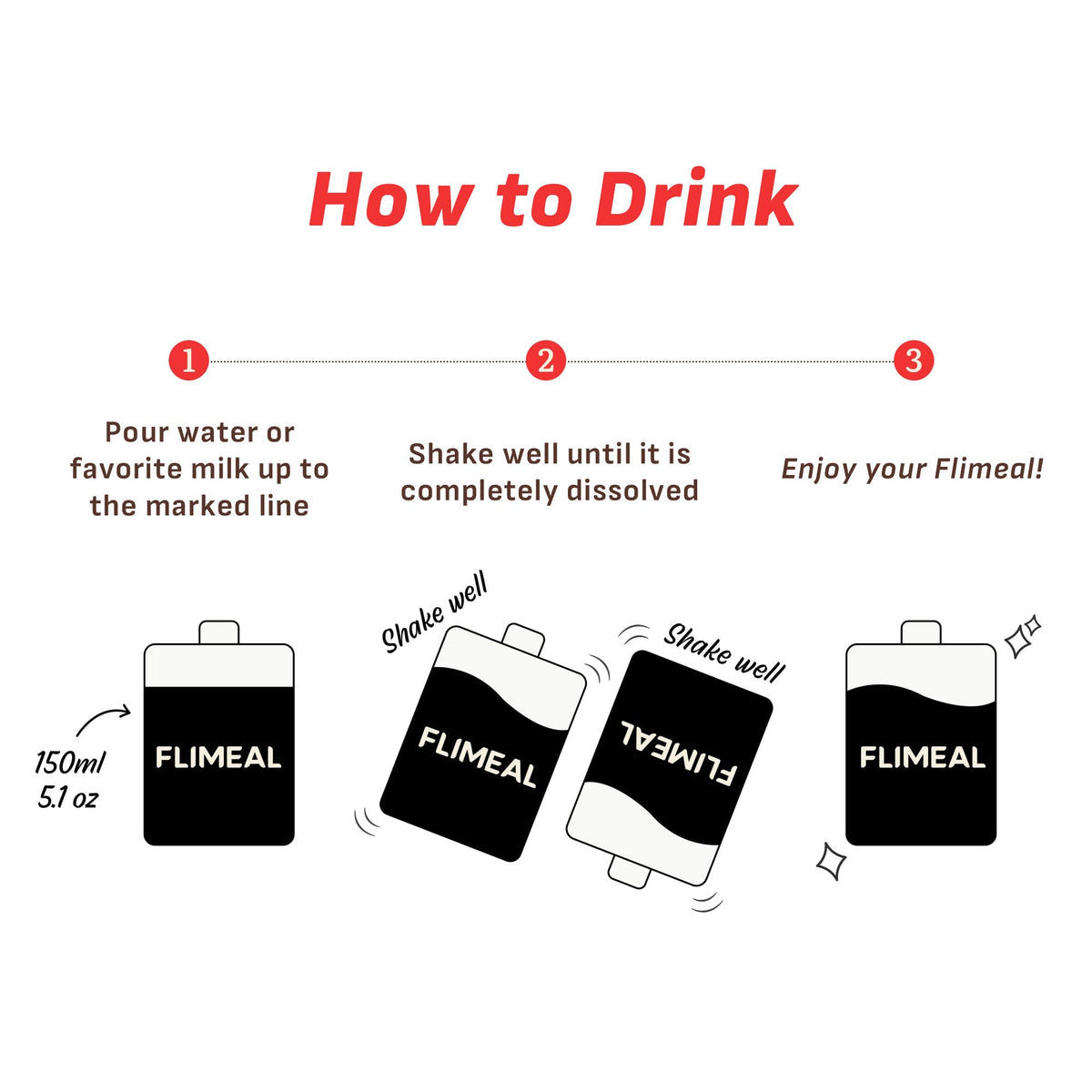 Flimeal serving cup ready-to-mix for busy mornings.