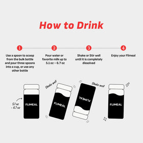 Flimeal Shake glass-serving image highlights rich flavor and crunch.