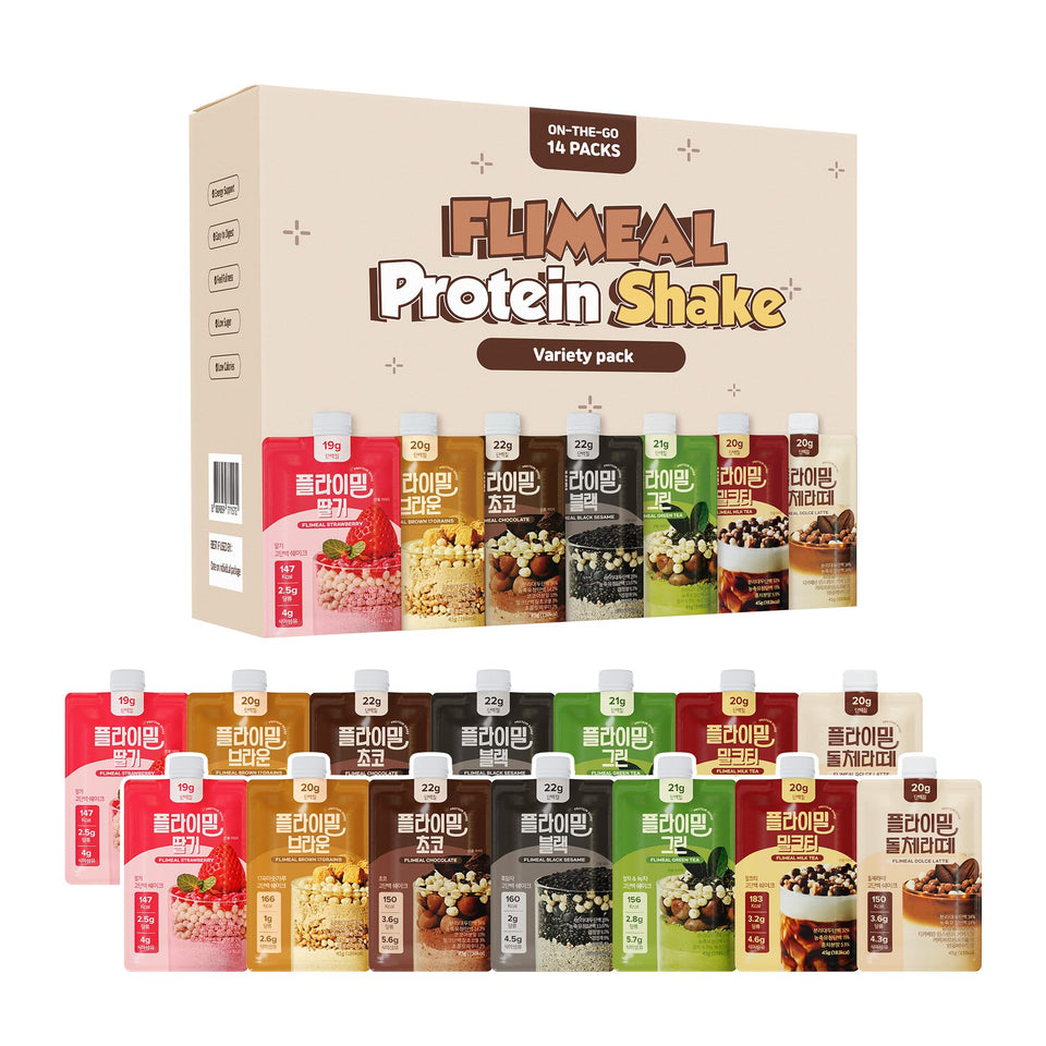 Flimeal Variety Pack protein shake with crunchy balls for post-workout recovery.