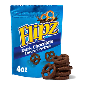 Flipz dark chocolate covered pretzels pack-6 for sharing at gatherings, with sweet-salty crunch.