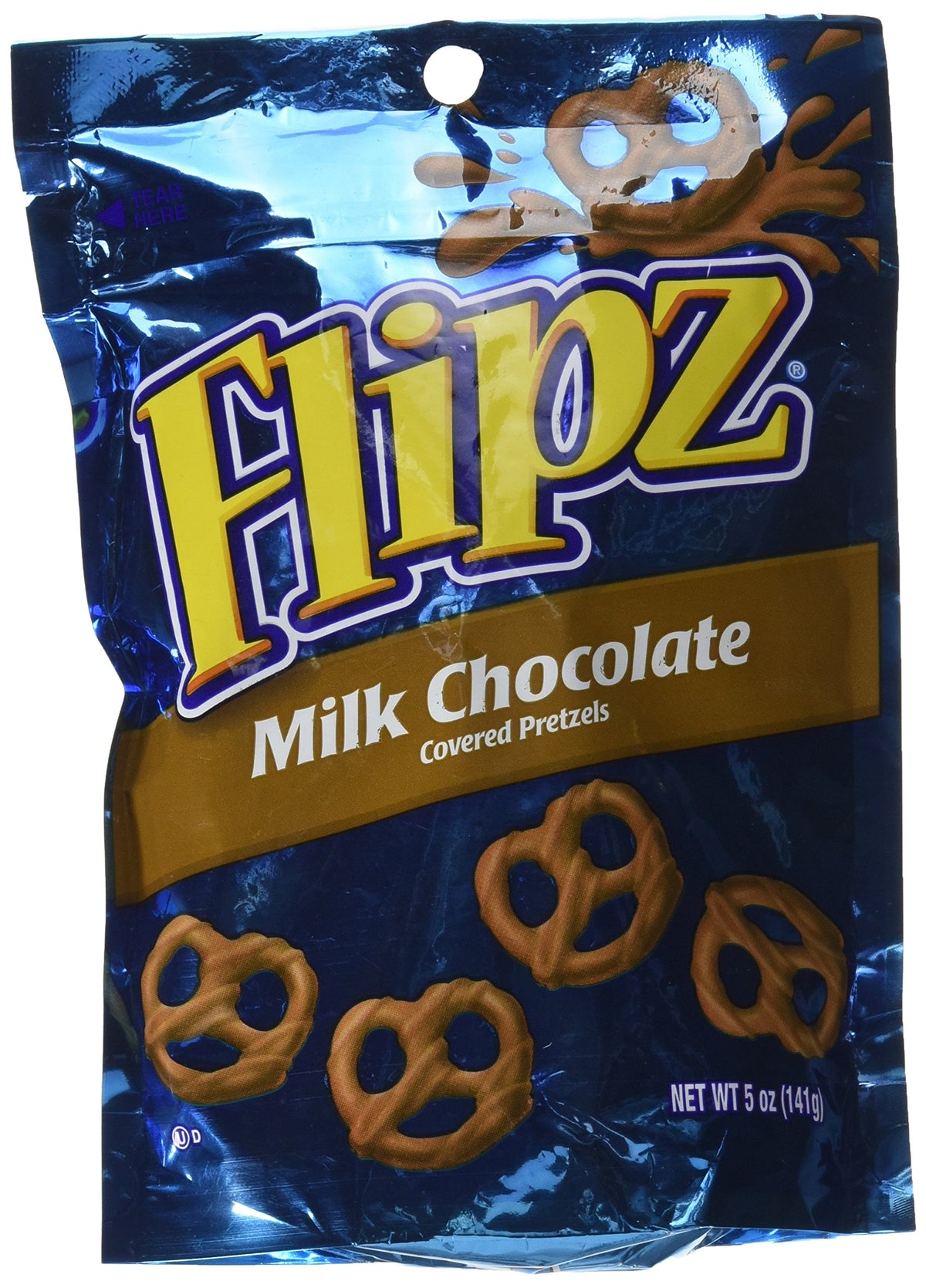 Flipz milk chocolate-covered pretzels bag, tasty on-the-go snack with sweet and salty balance