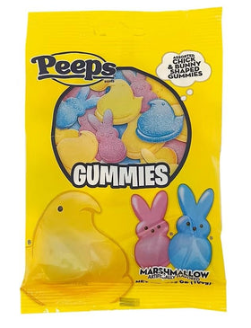 Flix Candy Peeps Gummies in yellow, pink, and blue for festive visuals and sharing.