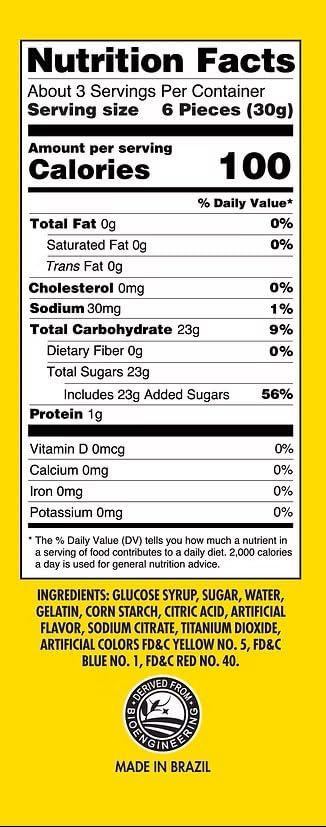 Each bag yields about three servings with six gummies per serving.