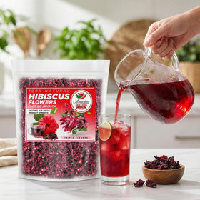 Flor de Jamaica aroma-rich hibiscus petals close-up for vibrant brews.