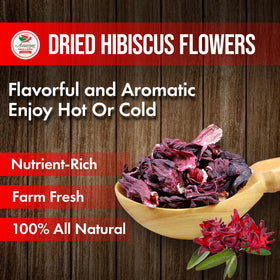 Flor de Jamaica dried hibiscus flowers in bulk packaging.