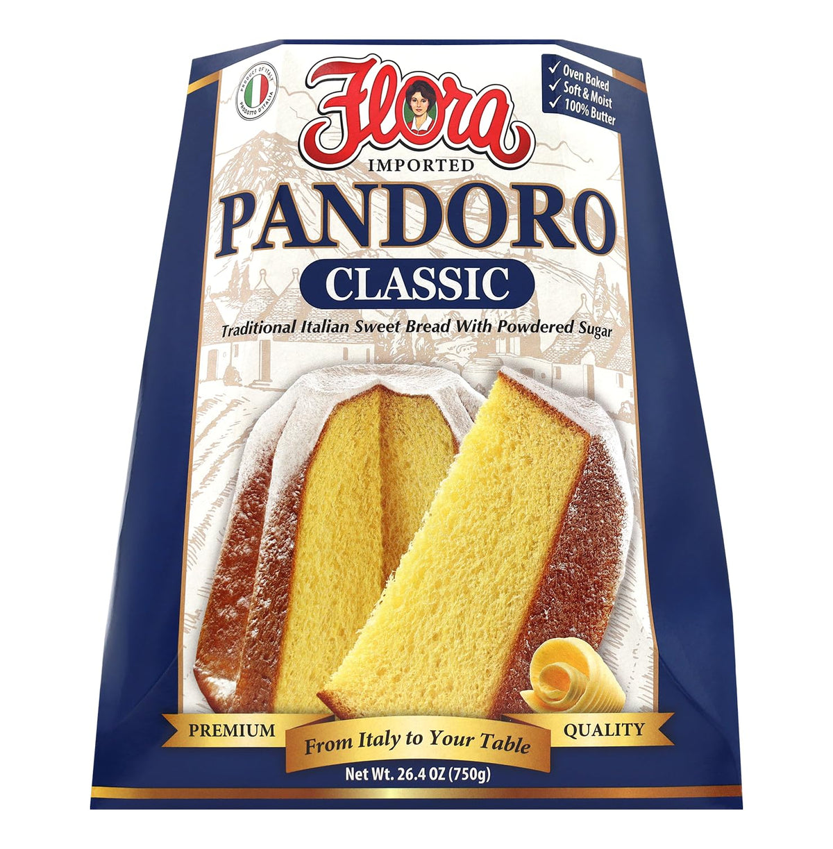 Flora Fine Foods Pandoro Italian cake, perfect for holiday celebrations