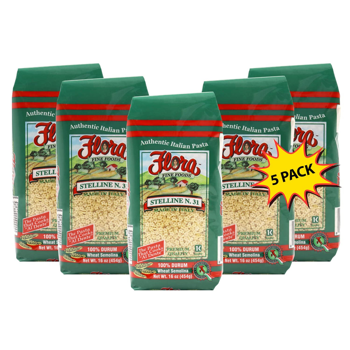Flora Fine Foods Pastina Stelline Stars pack adds authentic Italian pasta for comforting soups