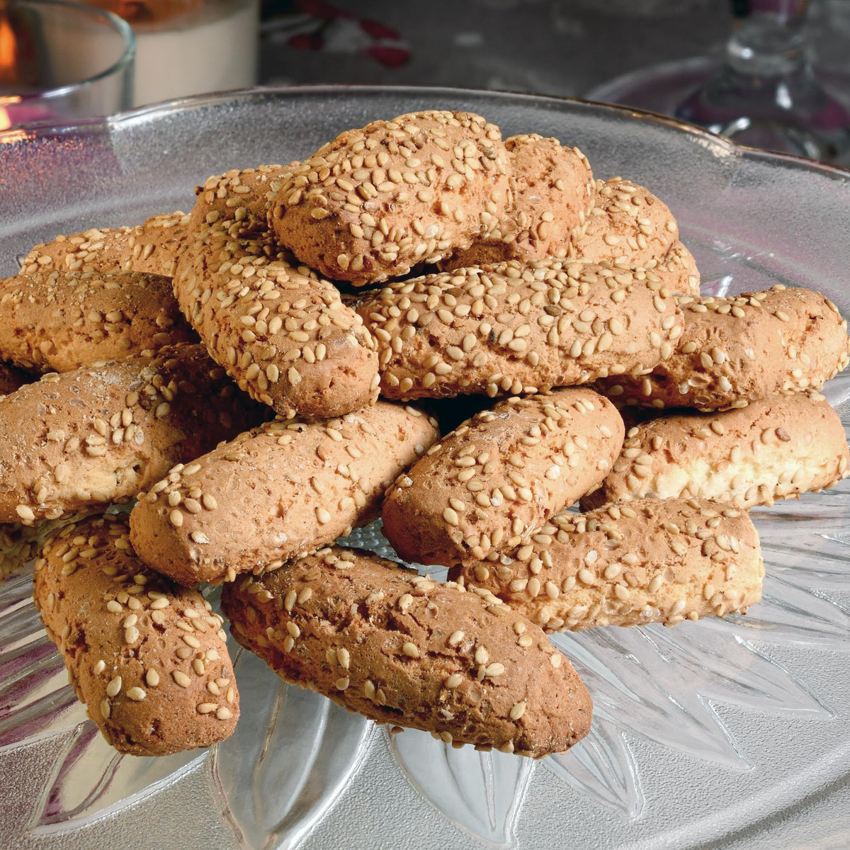 Flora Sicilian-Style sesame cookies crunch close-up highlights nutty aroma and gourmet texture.