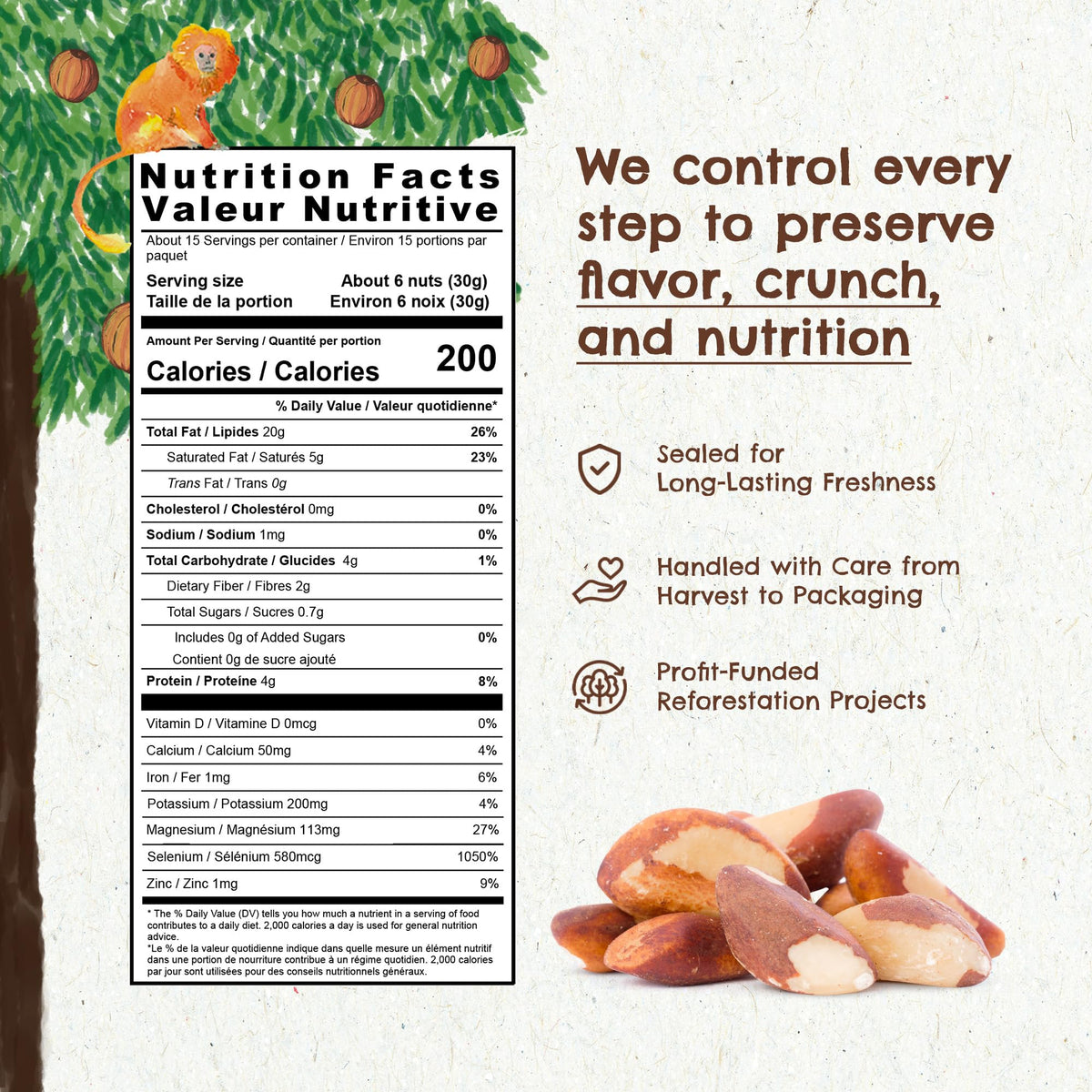 Floresta em Pé Brazil nuts offer selenium and plant protein in every handful.