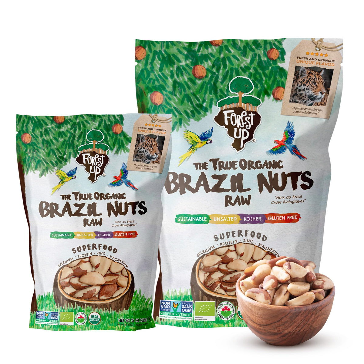Floresta em Pé Brazil nuts in packaging, crisp and ready-to-eat.