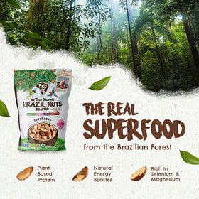 Floresta em Pé brazil nuts in a resealable package for easy freshness.