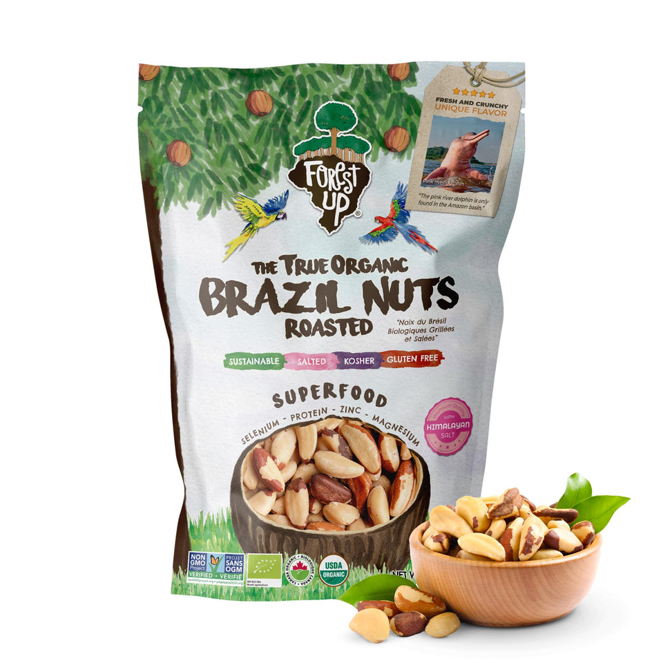 Floresta em Pé brazil nuts roasted with Himalayan salt for a crunchy, savory snack.