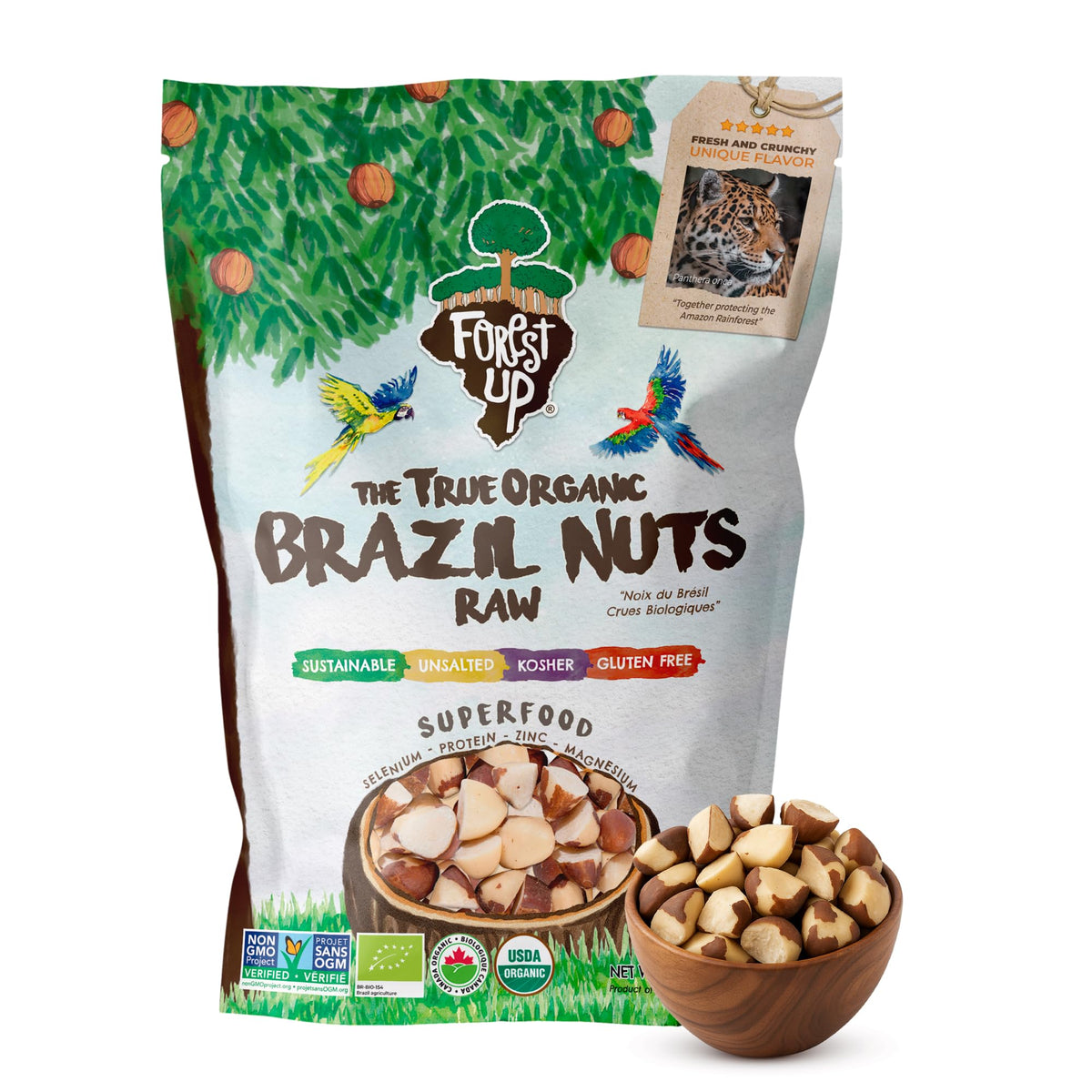 Floresta em Pé Snack Brazil Nuts broken 32oz close-up showing protein-rich snacking potential