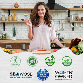 Florida Pure rosemary sea salt dish-ready setup enhances roasted vegetables and meats.
