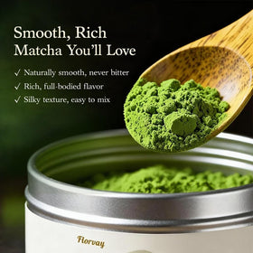 Florvay Matcha steaming cup with inviting aroma and clean finish.
