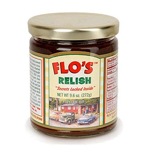 Flo's Hot Dog Relish bottle showing classic Maine flavor and versatility