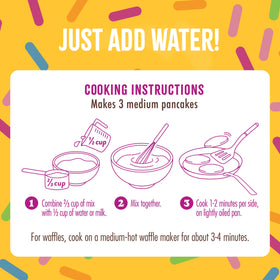 Flourish Birthday Cake waffles cooking to a golden, protein-forward start.