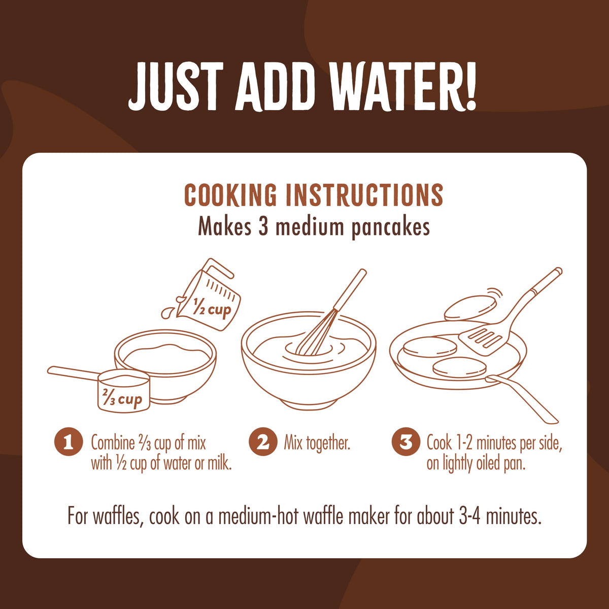 Flourish pancakes cooking in a skillet for quick prep
