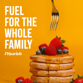 Flourish mix showing zero added sugar per serving.