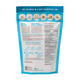 Flourish protein pancake mix vanilla bowl shows quick, fluffy batter.