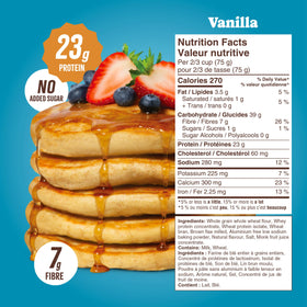 Flourish protein pancake mix vanilla pour highlights easy, on-the-go breakfast prep.