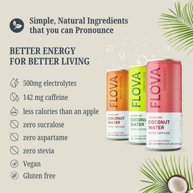 Flova can close-up showing 99% juice and clean ingredients