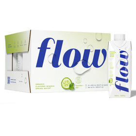 Flow Alkaline cucumber-mint bottle ready for refreshing hydration on hot days.