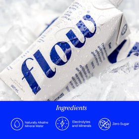 Flow Artesian Spring Origin label emphasizes pure source and mineral-rich hydration.