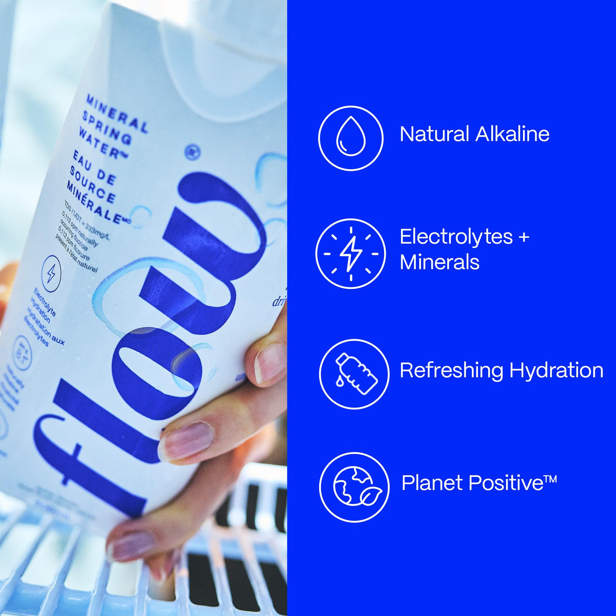 Flow 12-pack on a counter ready for everyday hydration needs.
