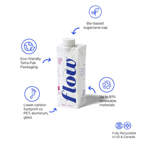 Flow eco-friendly packaging emphasizes recyclable materials for low-waste sipping.