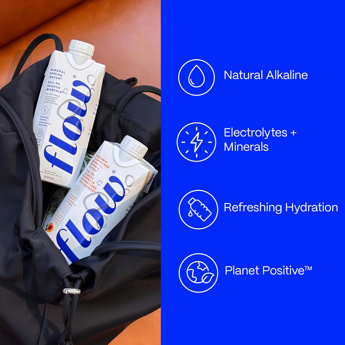 Flow Mineral Water desk refresh spotlights convenient hydration at work