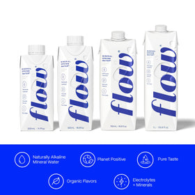 Flow minerals calcium potassium magnesium close-up for mineral-rich hydration profile.