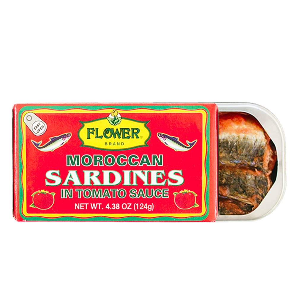 Flower Sardines in Tomato Sauce Morocco pack of five, protein-rich snack option