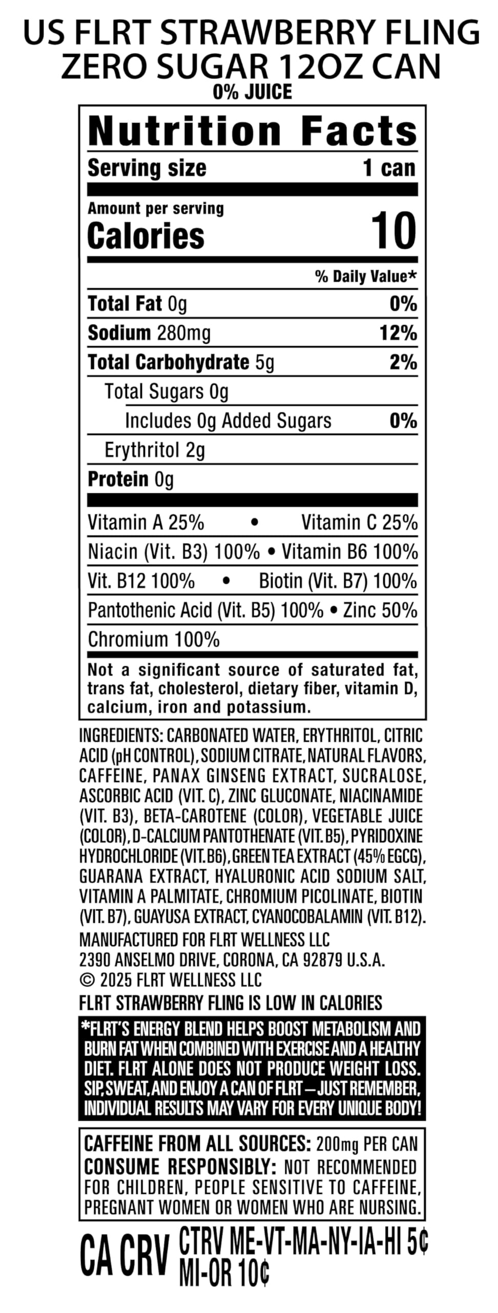 Close-up of FLRT Energy Strawberry Fling captures juicy strawberry flavor and caffeine kick.