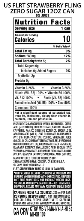Close-up of FLRT Energy Strawberry Fling captures juicy strawberry flavor and caffeine kick.