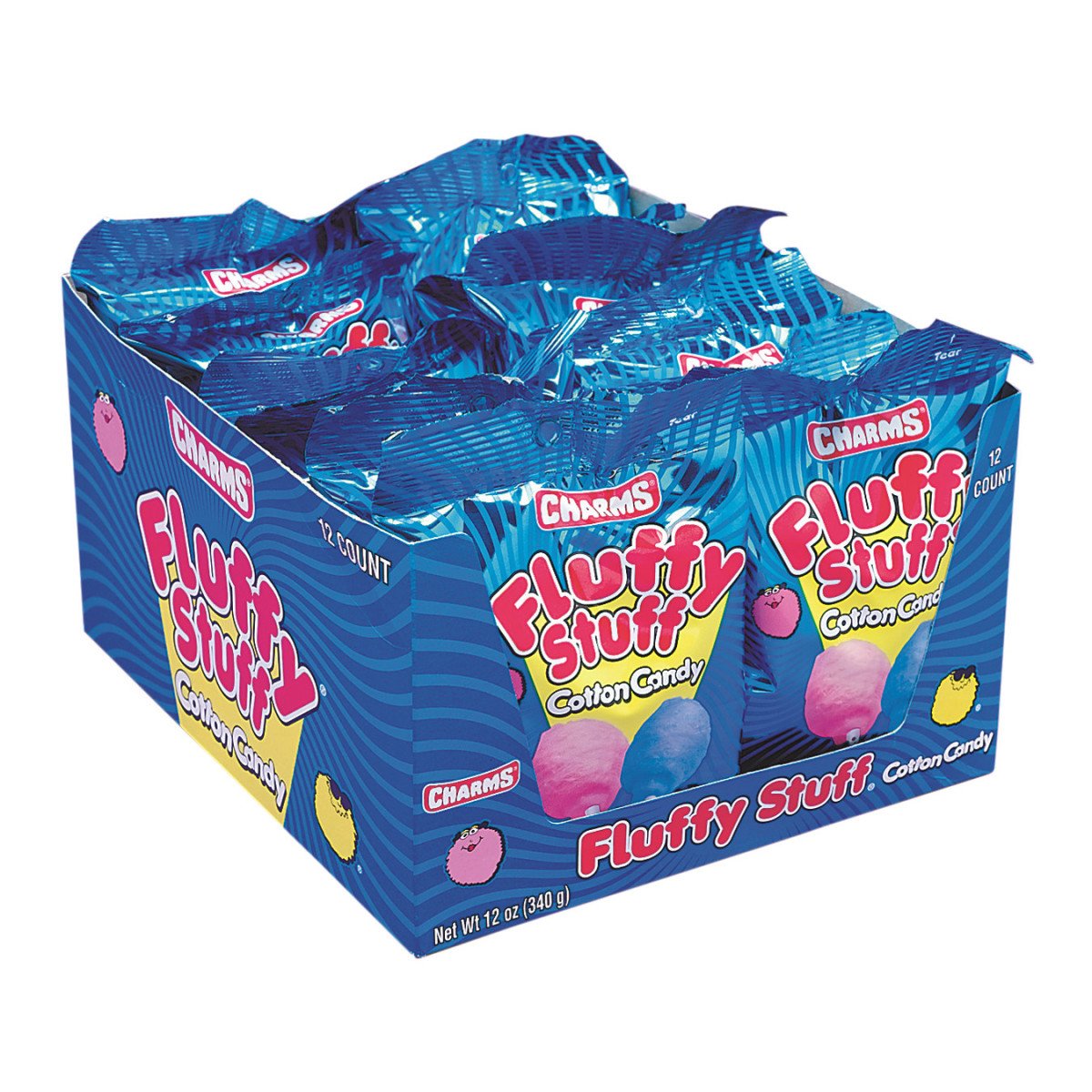 Fluffy Stuff cotton candy pink and blue in stay-fresh bags, perfect for gifts and party favors.