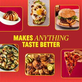 FlyByJing chili crisp pour captures sizzling oil and spicy aroma for instant heat.